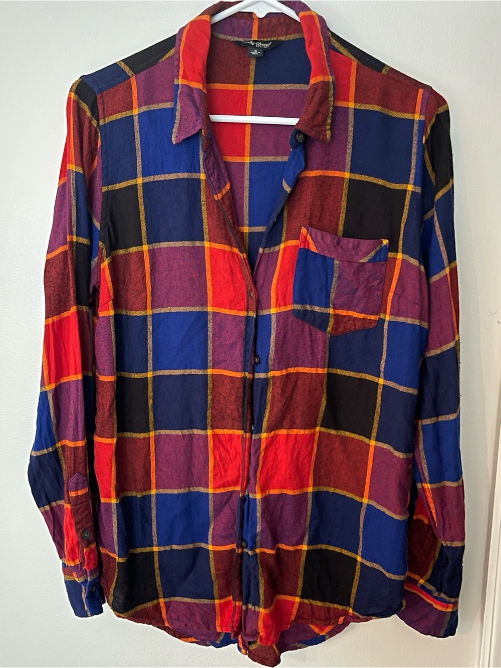 Lucky Brand Red Blue Purple Plaid Button-Down Shirt